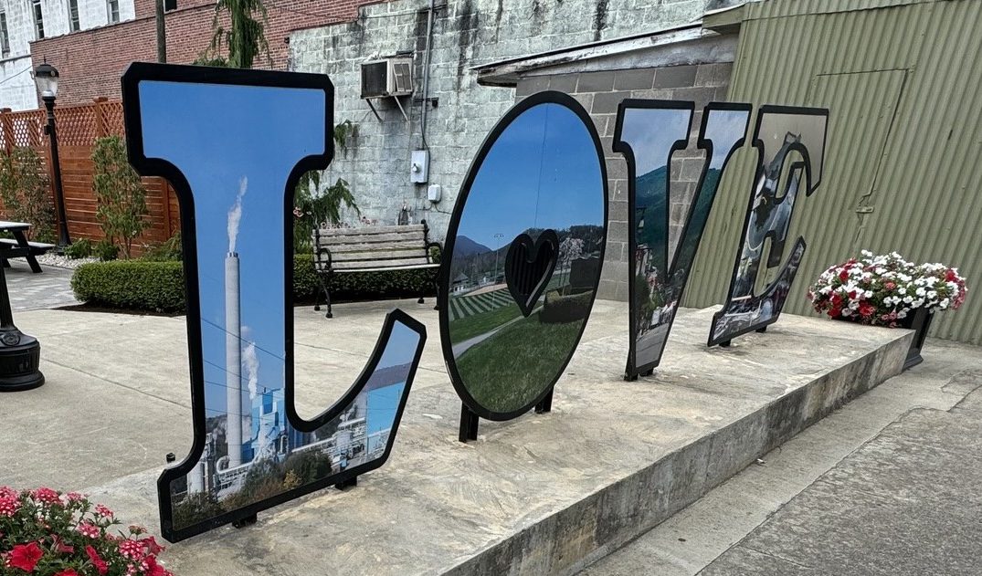 Love signage in Olde Town Covington, Va.